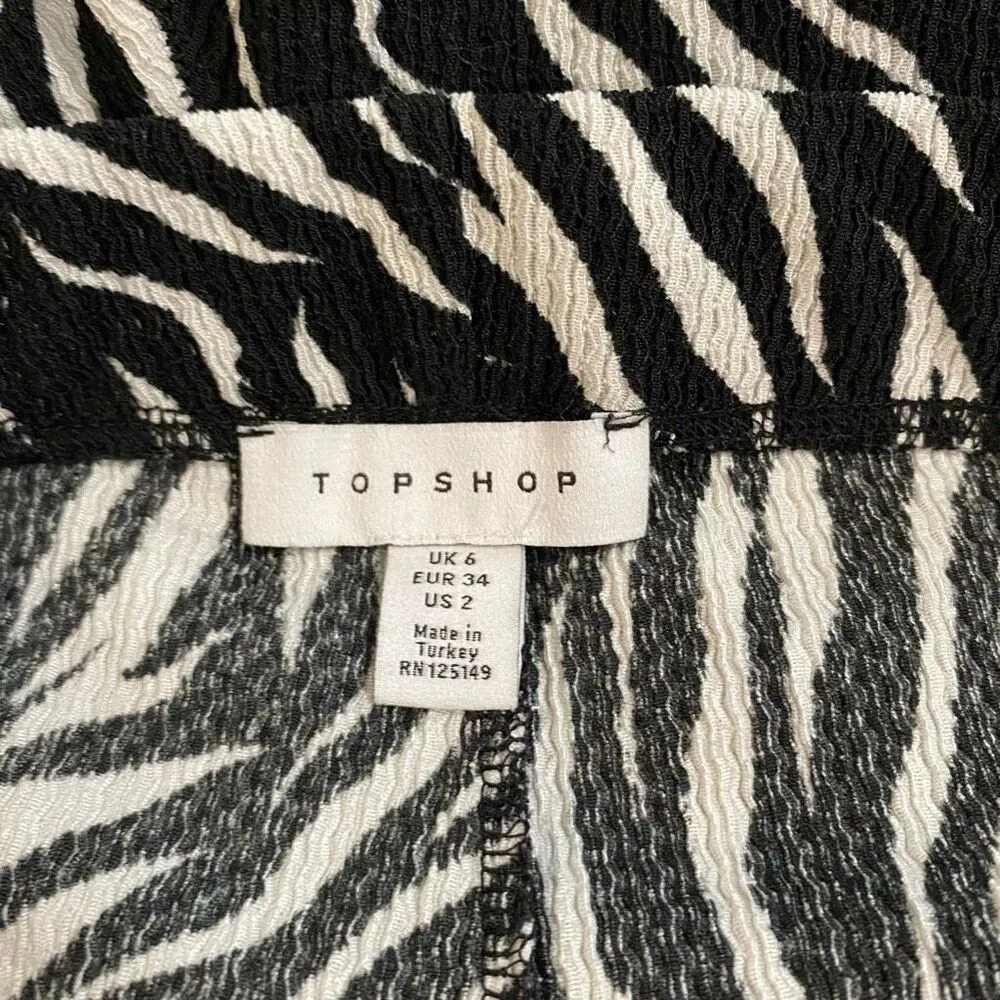 Topshop Zebra Print Flared Pants Women’s Size 2 Stretch High Waist Retro Y2K - Image 3