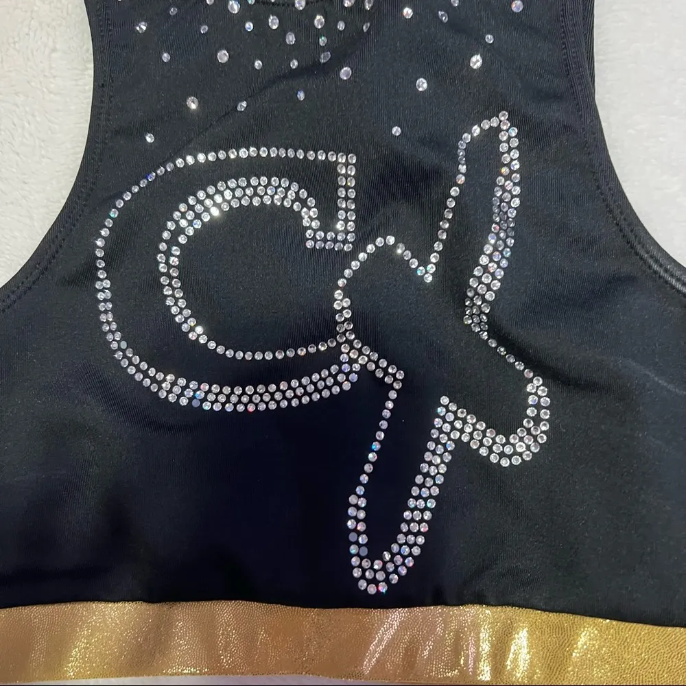 Black and gold Rebel athletics sparkle sports bra - Image 2