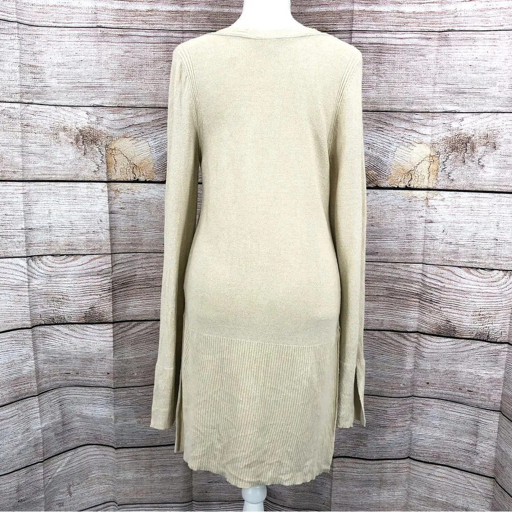 Free People Cream Criss Cross Oversized Knit Tunic Size M - Image 4