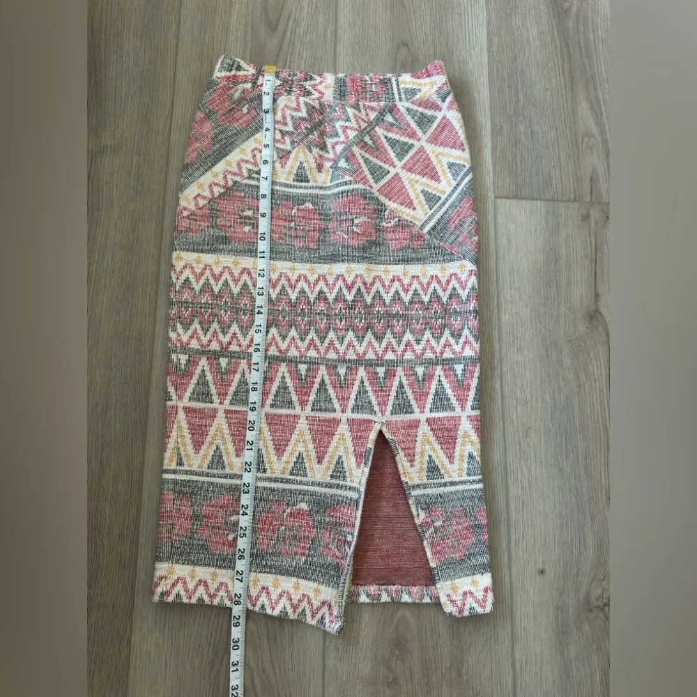 Free People Geometric Pencil Skirt - Pink, Gray, Yellow - Image 2