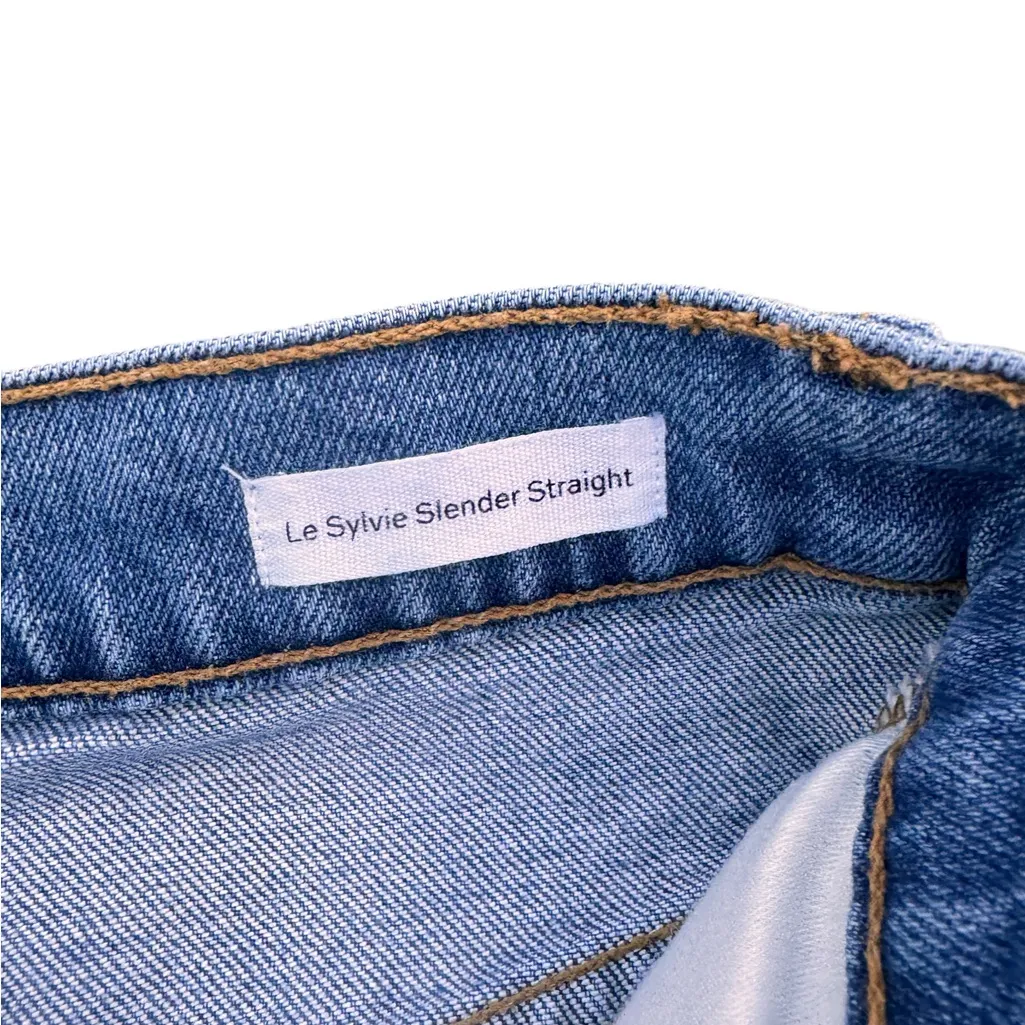 FRAME Le Sylvie Slim Straight Cropped Jeans Raw Hem Mid Rise Size 26 Blue EUC - Image 6