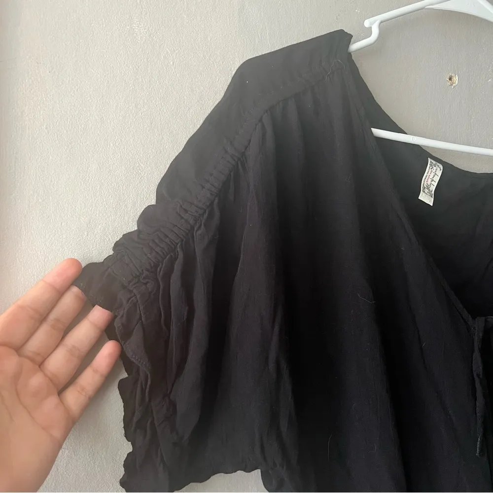 Free People Black Cleo Tie Front Flowy Bodysuit Size XS - Image 5