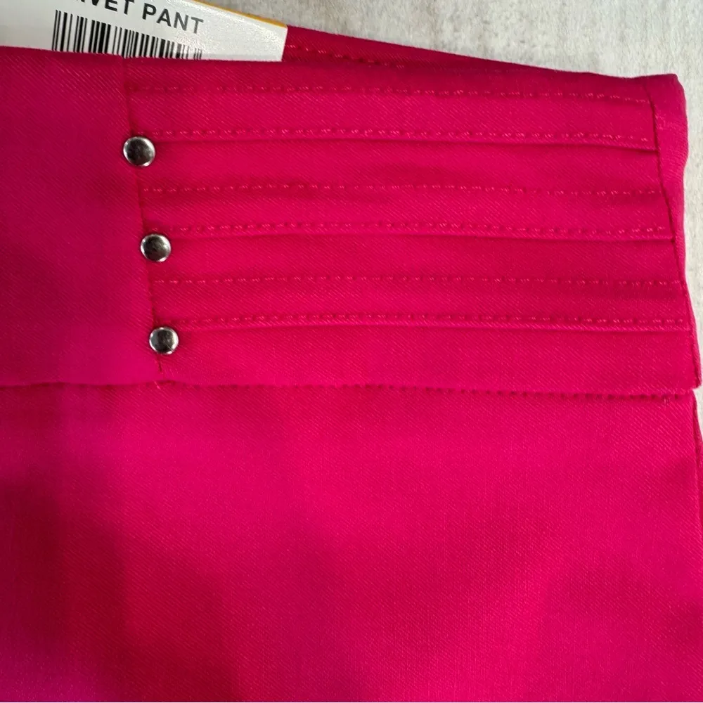 JM Collection Hot Pink Tummy Control Rivet Pants Slim Leg Comfort Waistband - Image 5