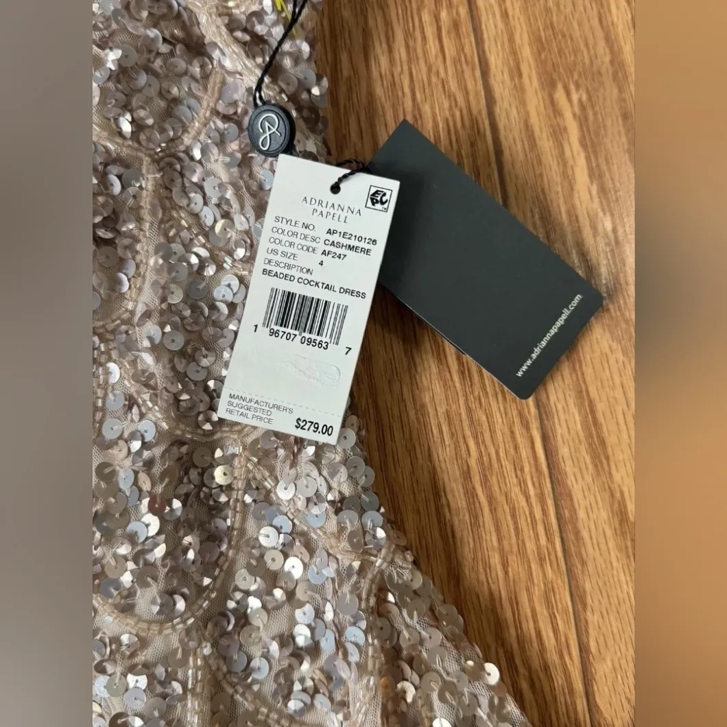 Adrianna papel beaded cocktail dress AP1E210126 Color:CASHMERE - Image 3