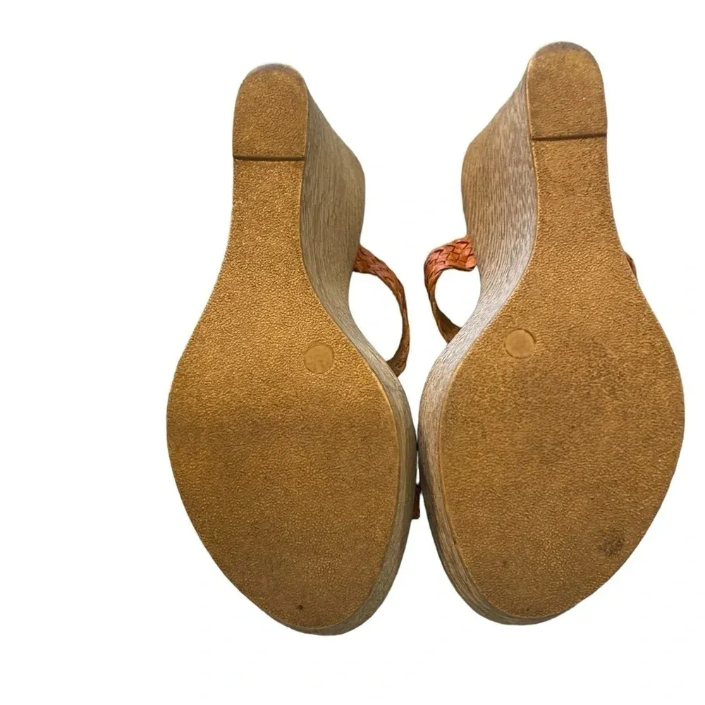 Callista of california orange braided leather strap wedges Size 8 - Image 7