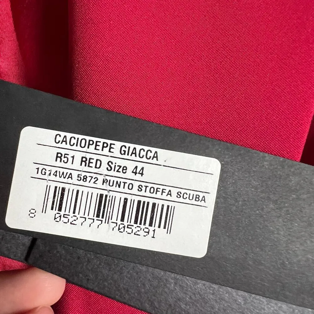 Pinko Giaccha Caciopepe Red Asymmetric Draped Tie Blacker Jacket Size L Size L - Image 6