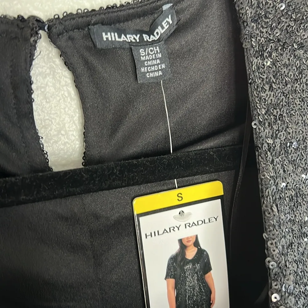 NWT Hilary Radley Black Sequin Mini Dress sz S - Image 2
