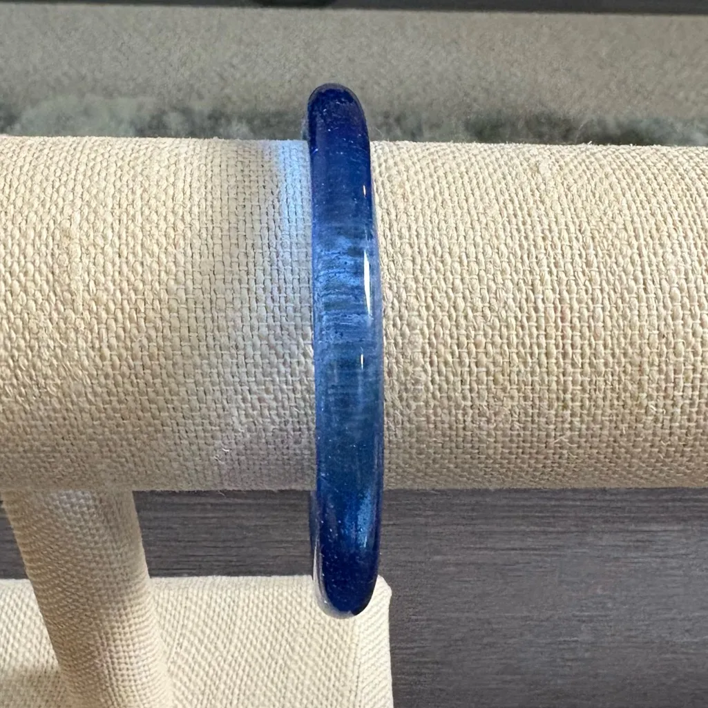 Vintage Cobalt Blue Glass Bangle Bracelet - Image 3