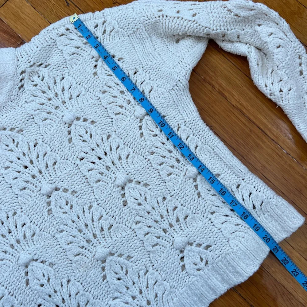 Aerie Very Soft Knit Sweater Crochet Design in Cream Size XS - Image 11