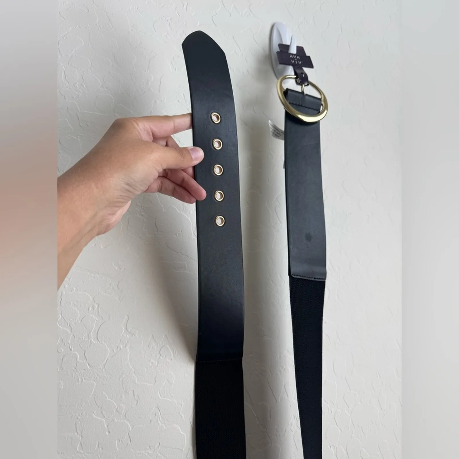 Ava & Viv Mid Waist Belt Stretchy Wide Black Gold NWT 4X - Image 3