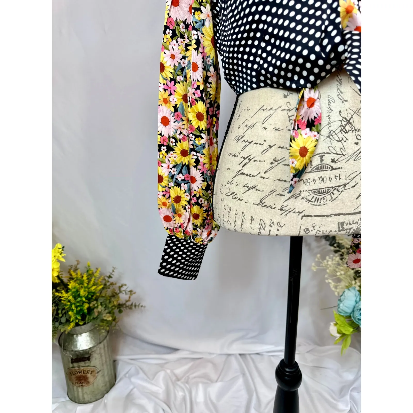 For Love and Lemons Daisy Polka Dot Long Sleeve Tie Anya Crop Top S - Image 8