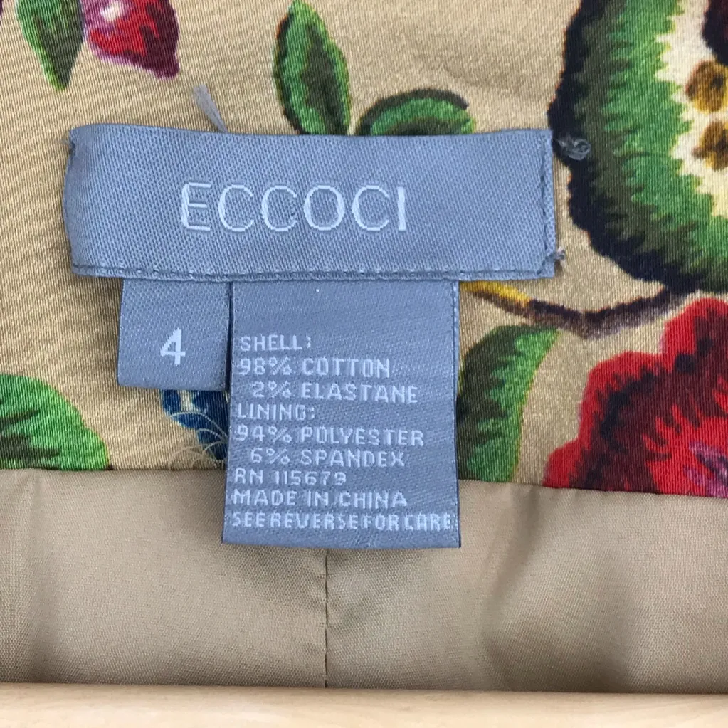 Eccoci Floral Print Jacket Lined Gold Size 4 - Image 6