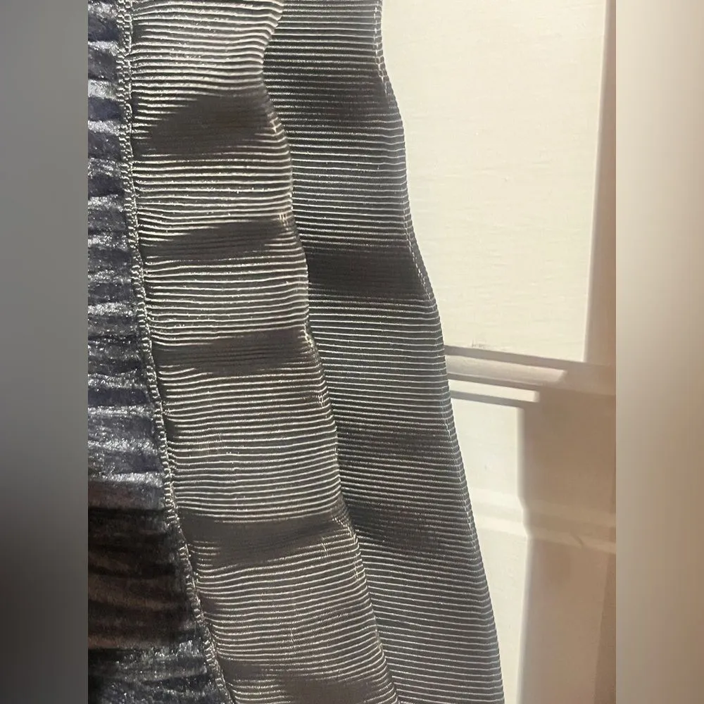 Zara Pleated Velvet Metallic Blue Maxi Skirt Size L Festival Wear - Image 6