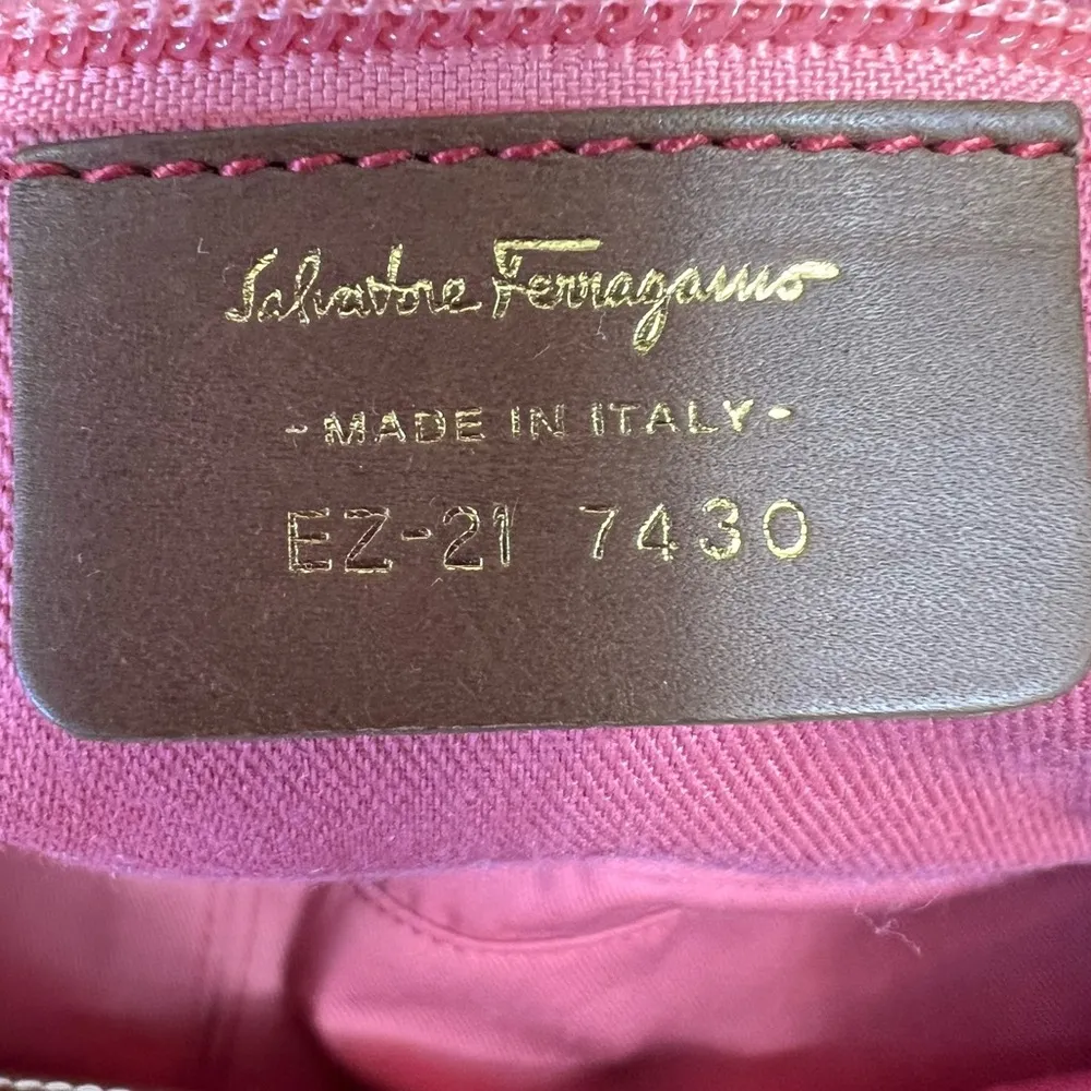 Salvatore Ferragamo Laser-Cut Leather and Crochet Bag in Original Wine - Image 3