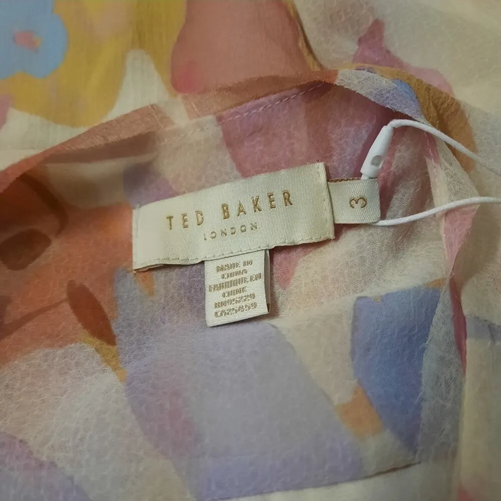 Ted Baker Juleah Dress Womens US Size 8 Floral Ruched Short Sleeve Minidress - Image 7