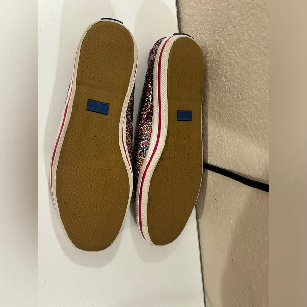 Keds X Kate Spade Fuchsia Multi Color Glitter Ribbon Tie Sneakers 6 - Image 4