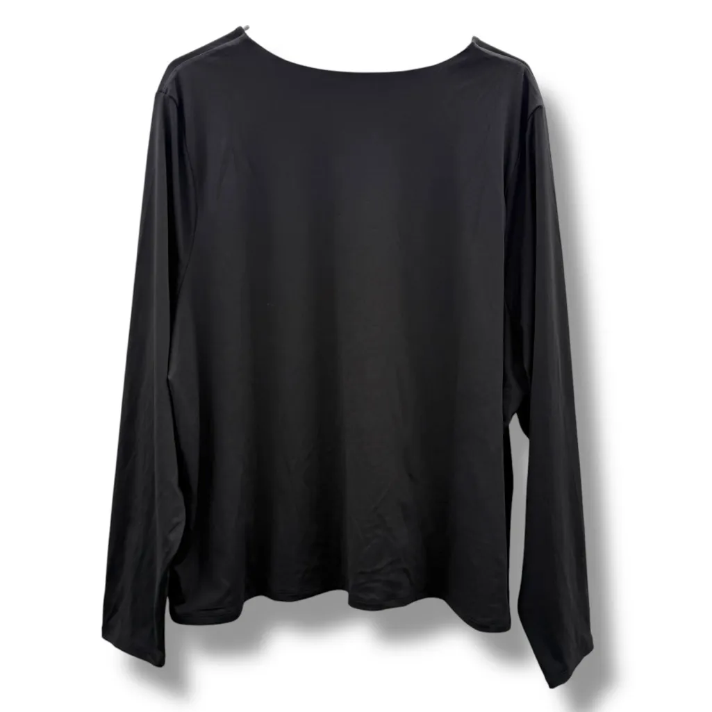 Old Navy Black Long Sleeve‎ Boat Neck Top Sz 4X NEW Polyester Smooth Solid Basic - Image 2