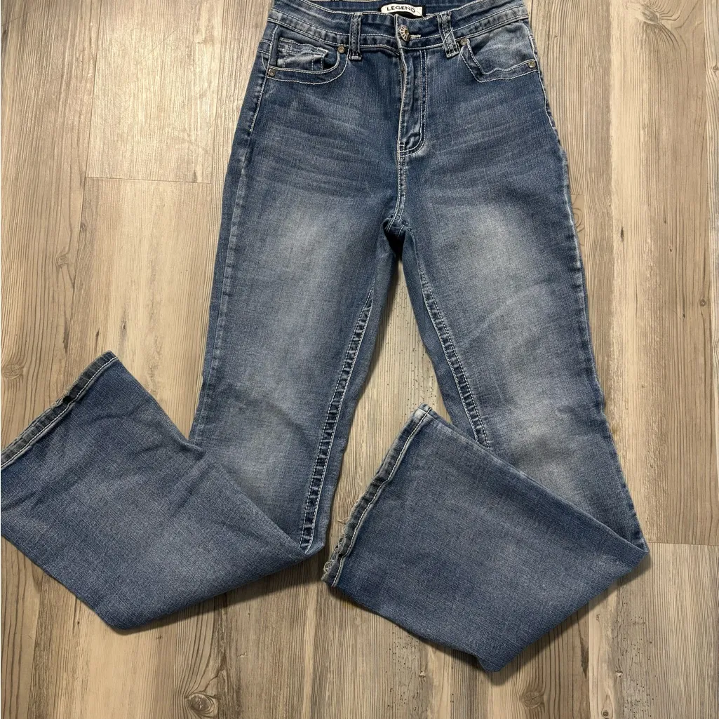 Legend Bootcut Jeans Women’s Size 7 Medium Wash horseshoe Pocket Stretch Denim Blue - Image 7