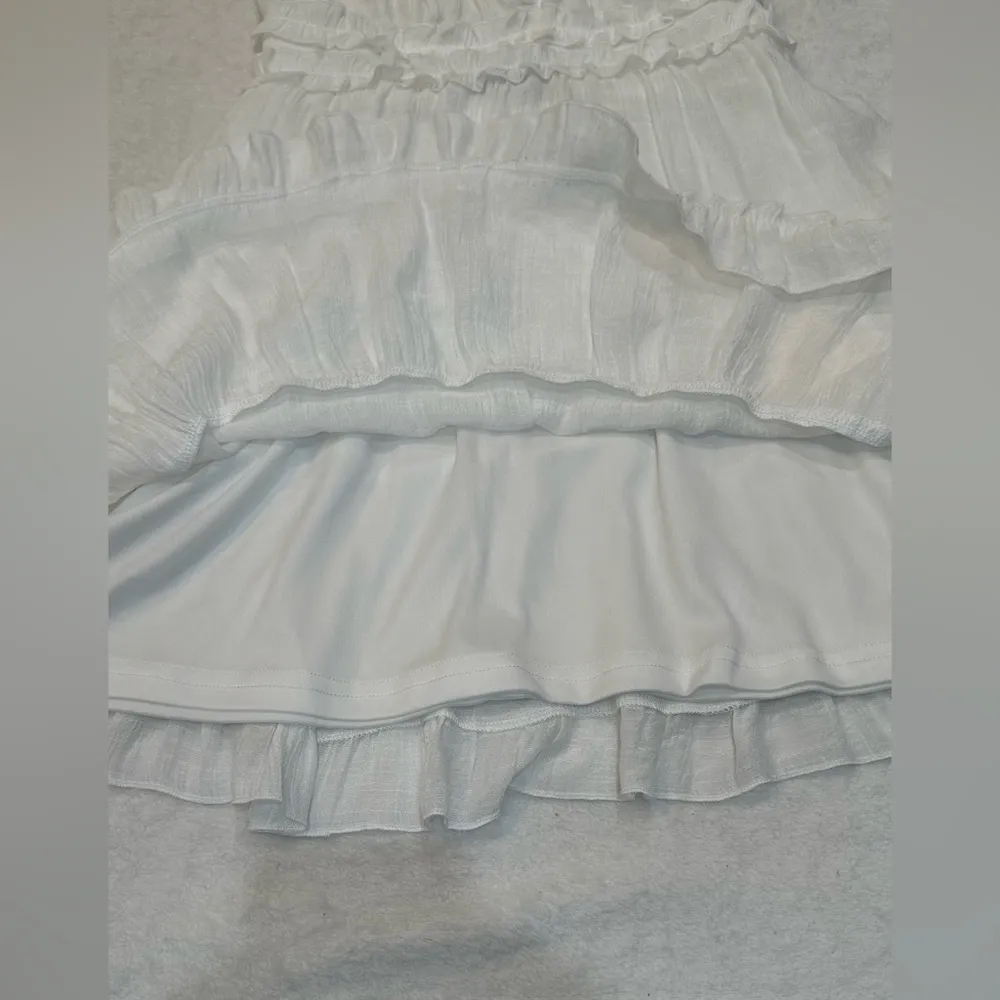 Aakaa White Ruffled Tiered Mini Dress Size M - Image 5