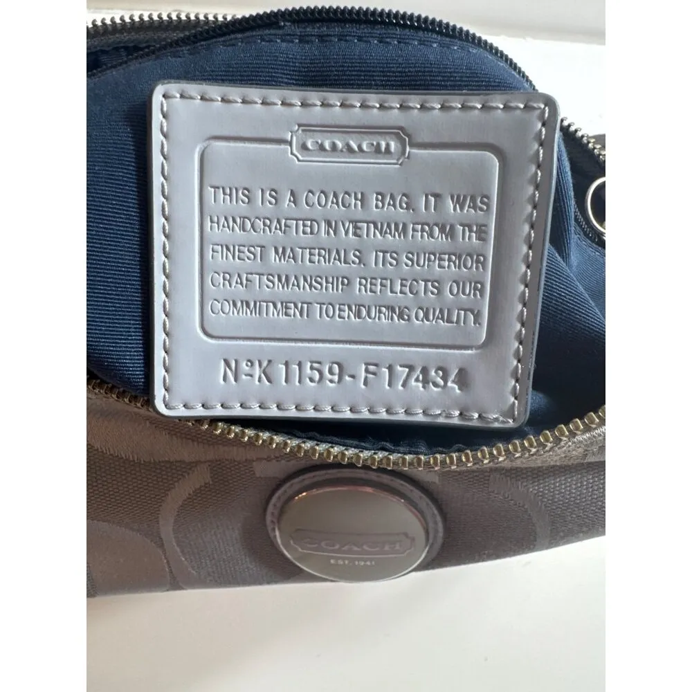 Coach Signature Gray Canvas with Satin lining Shoulder Bag F17434 15”x8”x5” - Image 8