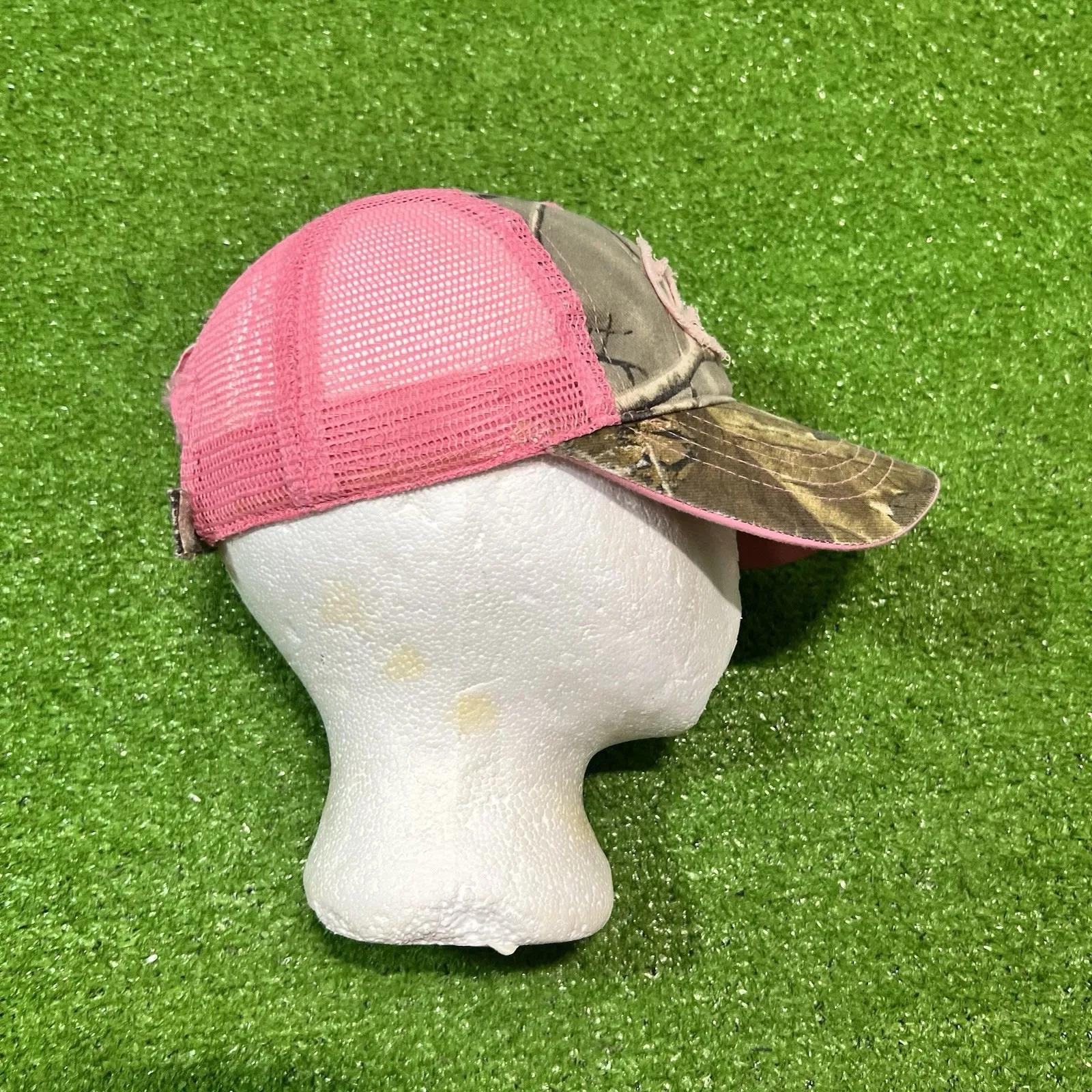 Vintage Duck Commander Trucker Hat Women's Y2K Camo Hat Pink‎ Mesh Bling Pink - Image 5