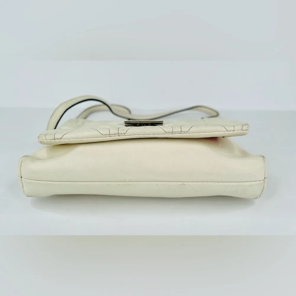 Kate Spade New York Astor Quilted White Leather Chain Crossbody Logo Bag - Image 6
