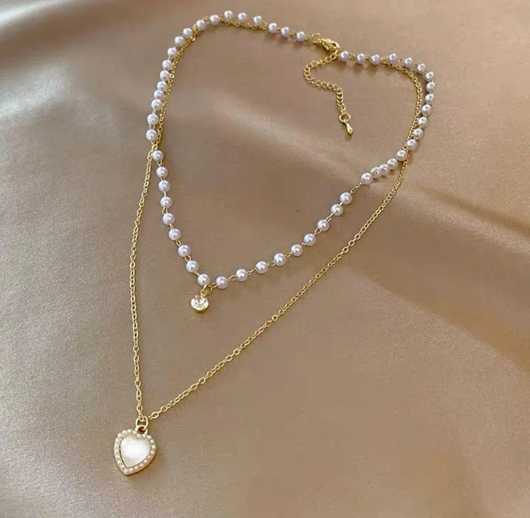Love Pendant Double Collar Chain Necklace - Image 2