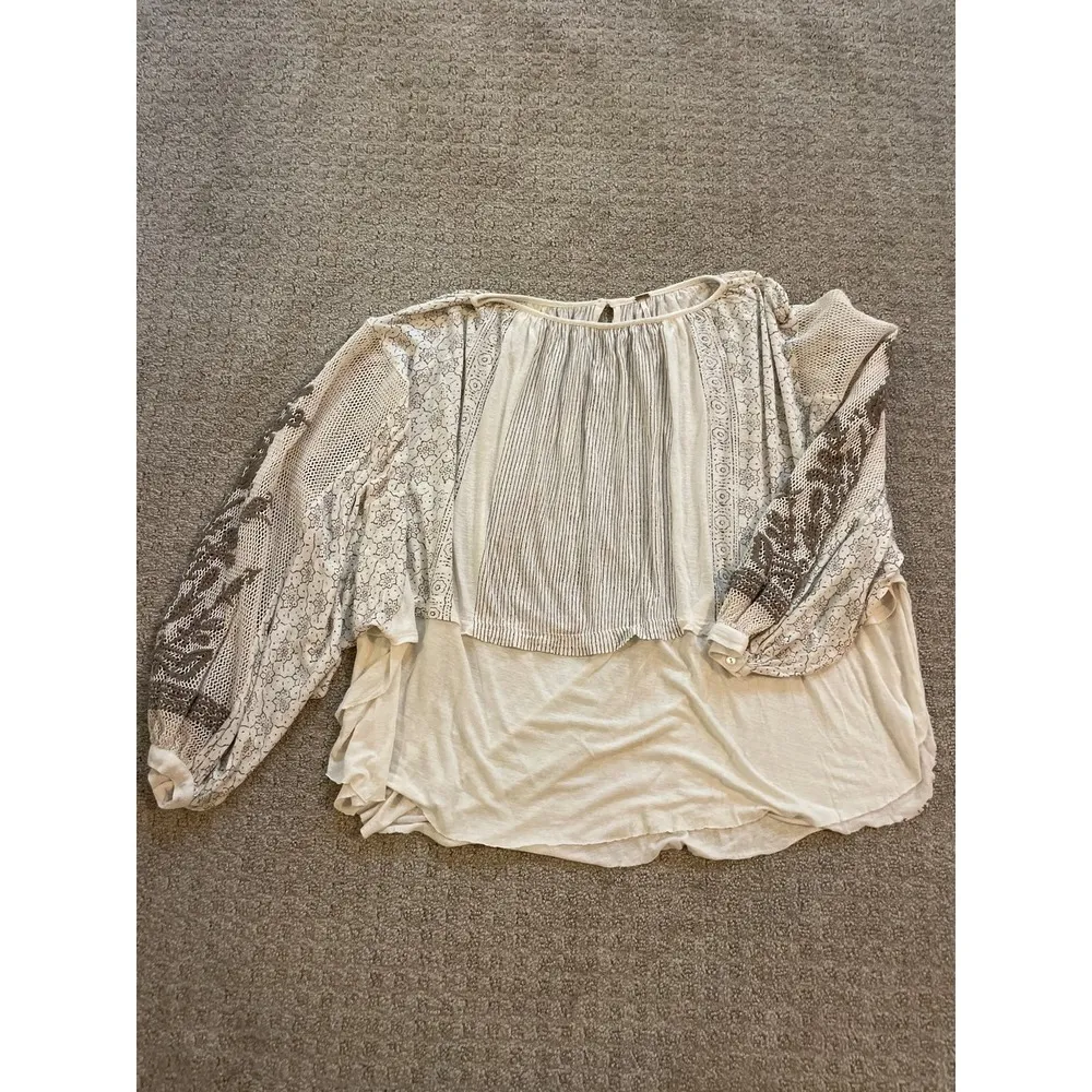 Free People Indigo Dreams Embroidered Tunic in Ecru XS - Image 3