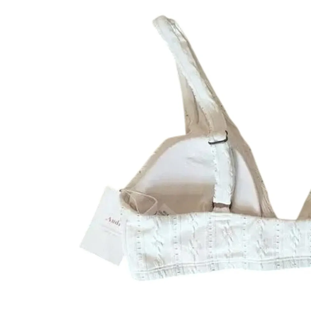 NWT Andie The Belmar Eyelet Bikini Top Bohemian Removable Cups M Coconut White - Image 5
