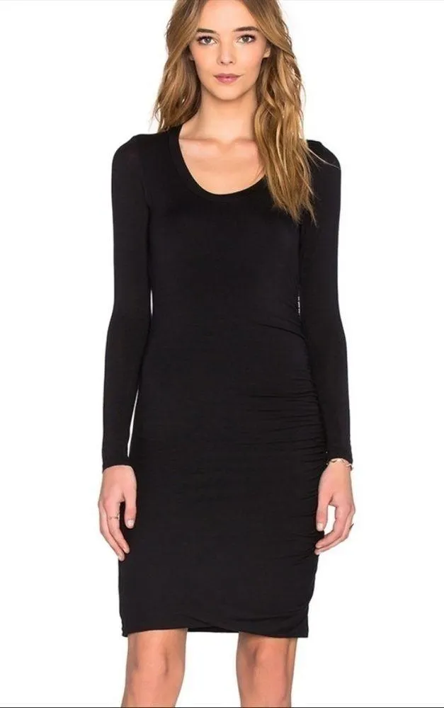 Velvet by Graham & Spencer Freeda Long Sleeve Ruched Dress in Black Size XS or P - Image 6