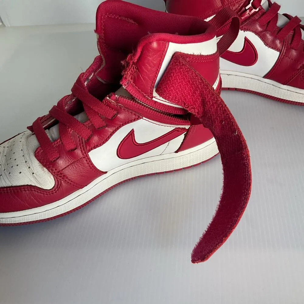 Nike Air Jordan 1 Mid SE Red White Boys Size 5Y DC7986-607 Velcro Strap Sneakers - Image 8