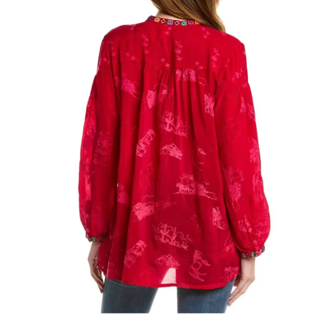 Johnny Was Santa Fe Leta Tunic in Cherries Jubilee Pink sz small - Image 2