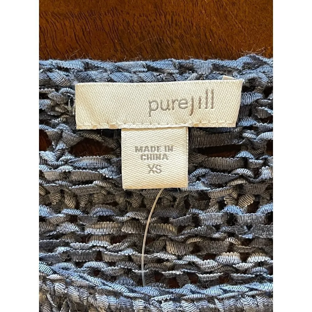 J. Jill Pure Jill Blue Indigo Open Stitch Cotton Blend Pullover Sweater Size XS - Image 9