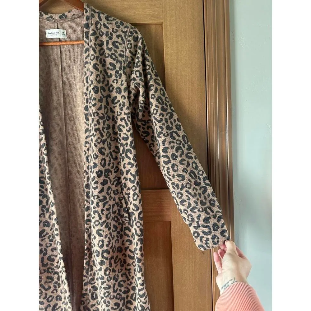 Abercrombie & Fitch Soft A&F Leopard Animal Print Duster Cardigan Women Size XS​ - Image 5