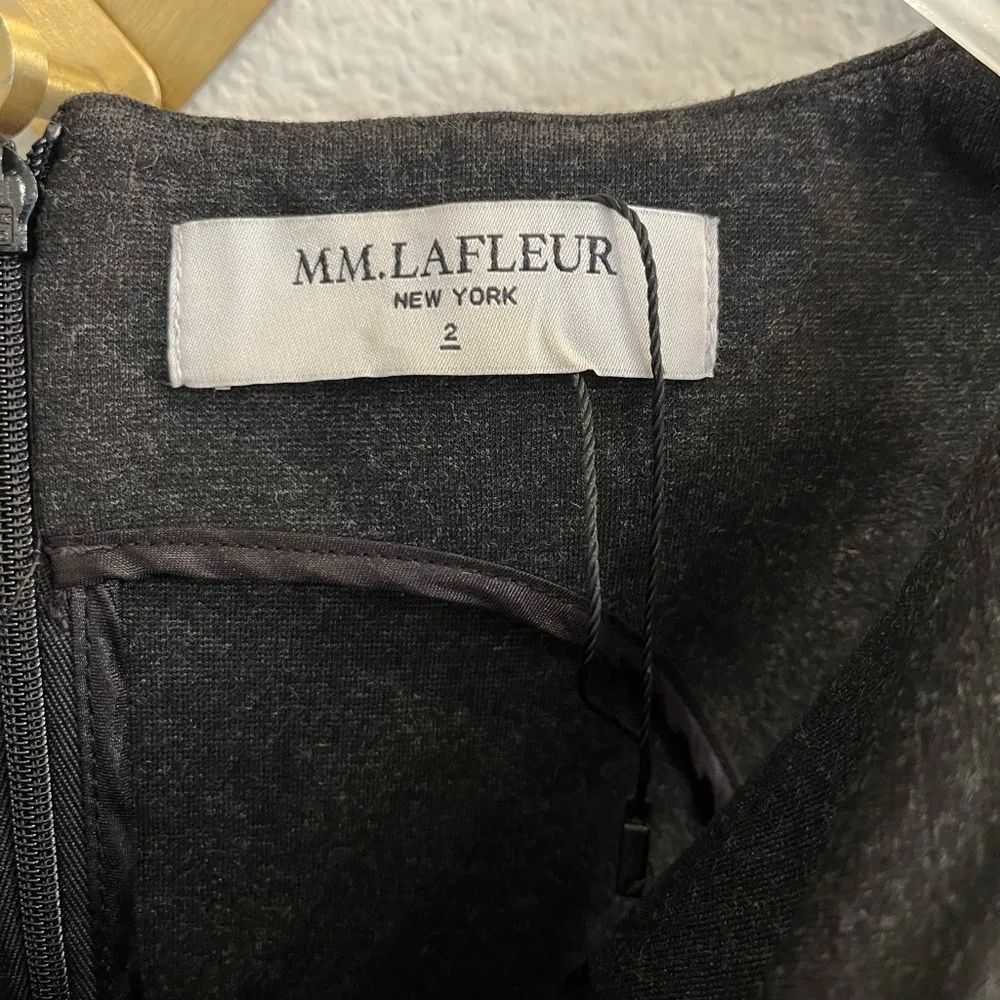 MM Lafleur Sheath Dress Lydia Ponte Knit Twist Shoulder Grey 2 - Image 9