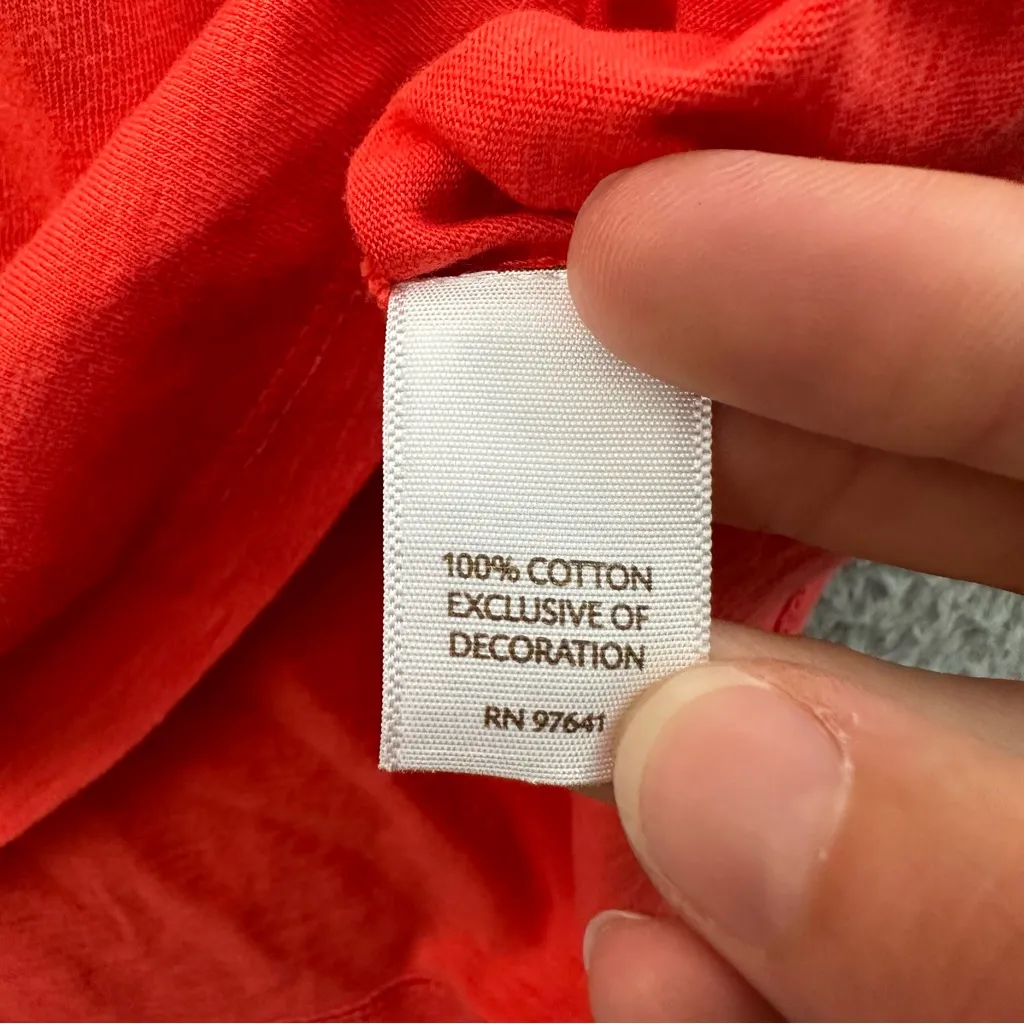 J. Jill Long‎ Sleeve Embroidered Tunic Top 100% Cotton Red Orange Preppy Women S - Image 5