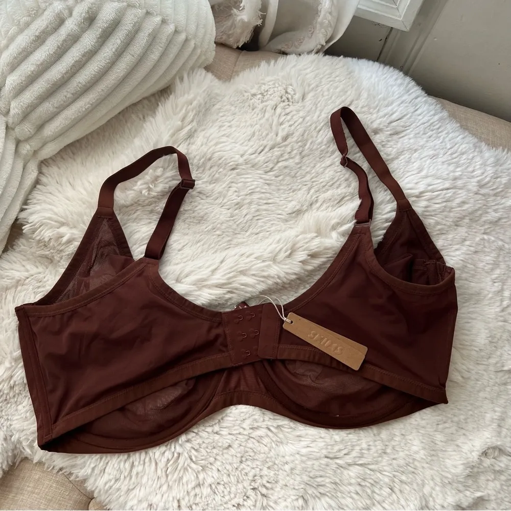 Skims Ultra fine mesh STRAPLESS BRA in Mahogany 44H NWT - Image 11