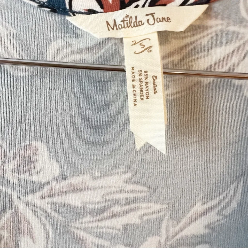 Matilda Jane Blue/Maroon Floral Jersey Stretch Pullover Maxi Dress Pockets Small - Image 5