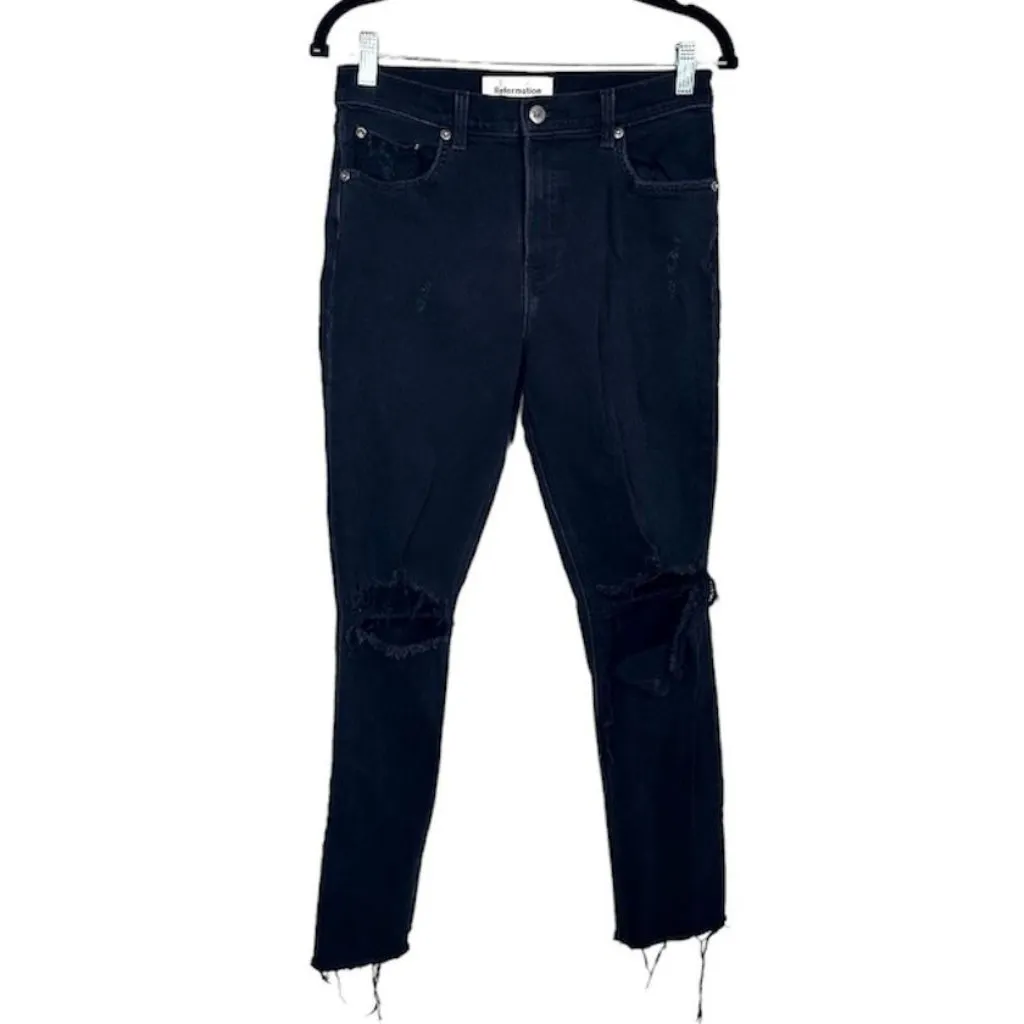 Reformation Stretch Crop Cigarette Jeans in Nile - Image 2