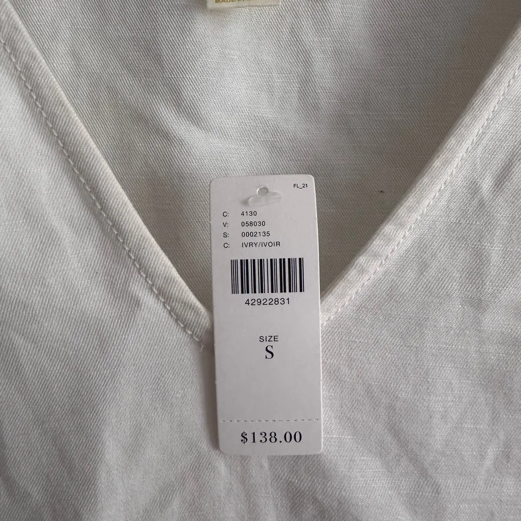 Anthropologie Maeve NWT Lottie Fluttered Linen Blend Tunic Dress Ivory Size Smal - Image 6