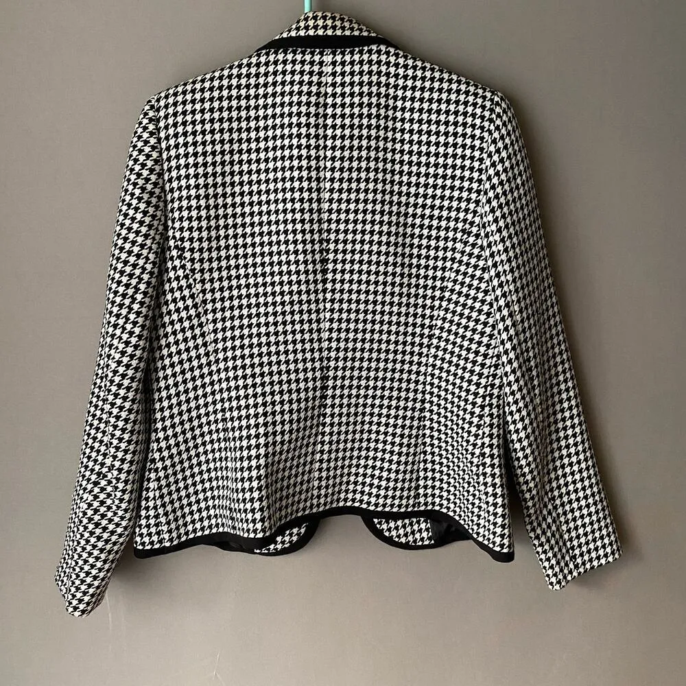 Kasper sz 6 black‎ white houndstooth work career Vintage blazer jacket - Image 4