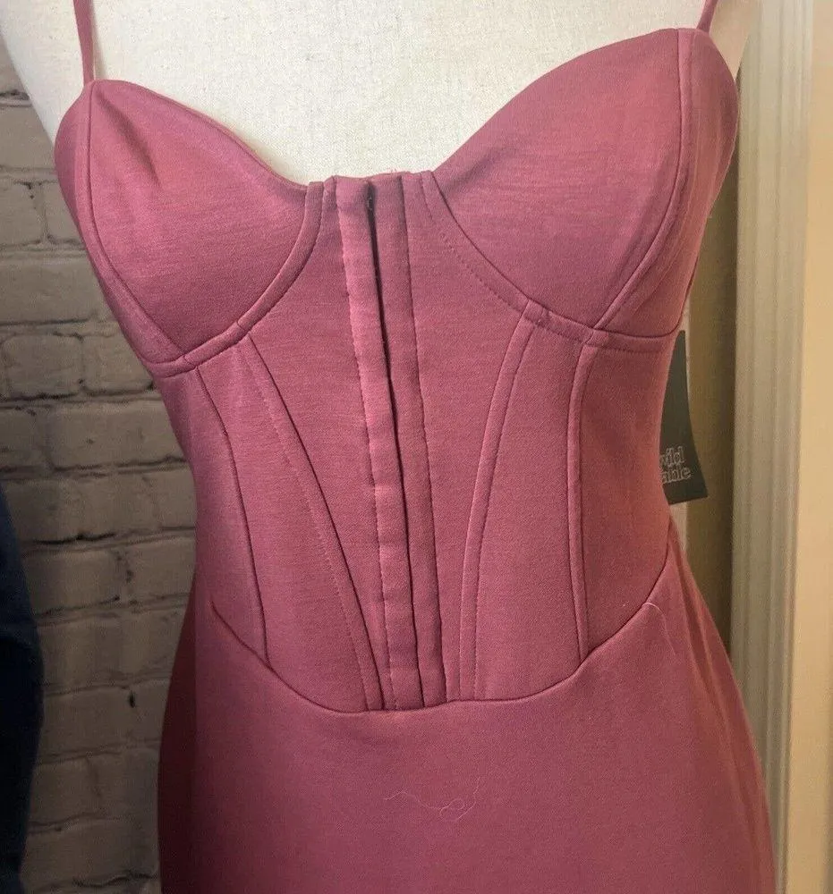 Women's Sleeveless Corset Mini Knit Bodycon Dress - Wild Fable Maroon M NWT - Image 4