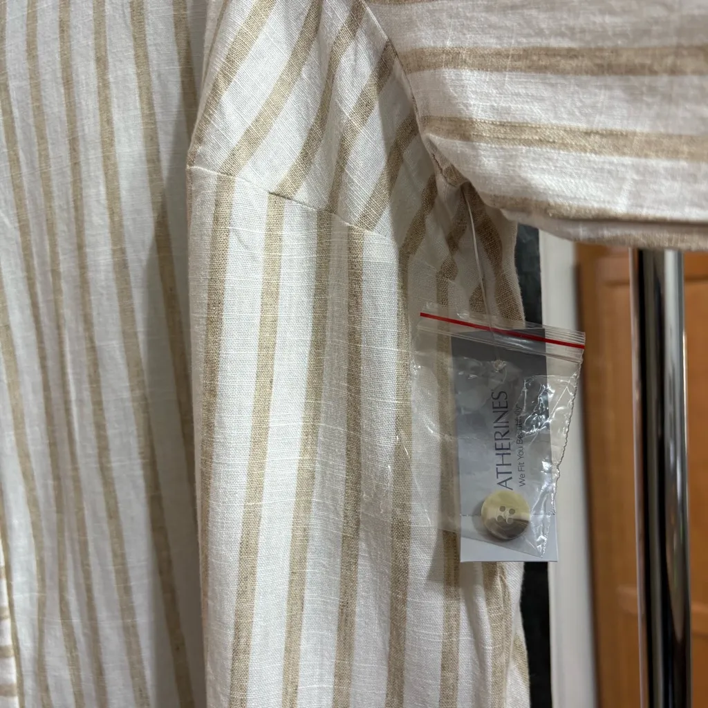 Catherine’s NWT Tan Striped 1X Blouse Business Casual Office Career Classic - Image 3