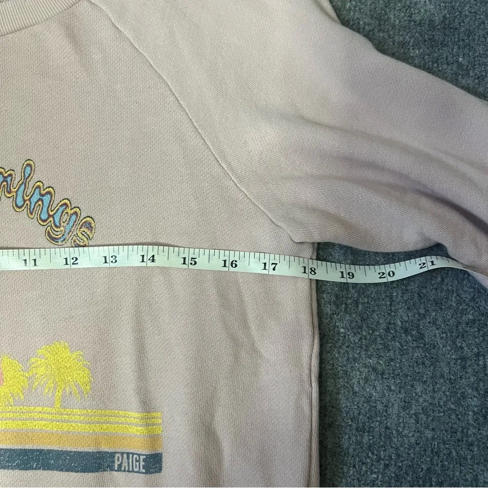 PAGE Size S distressed palm spring graphic pale pink sweatshirt - Image 5