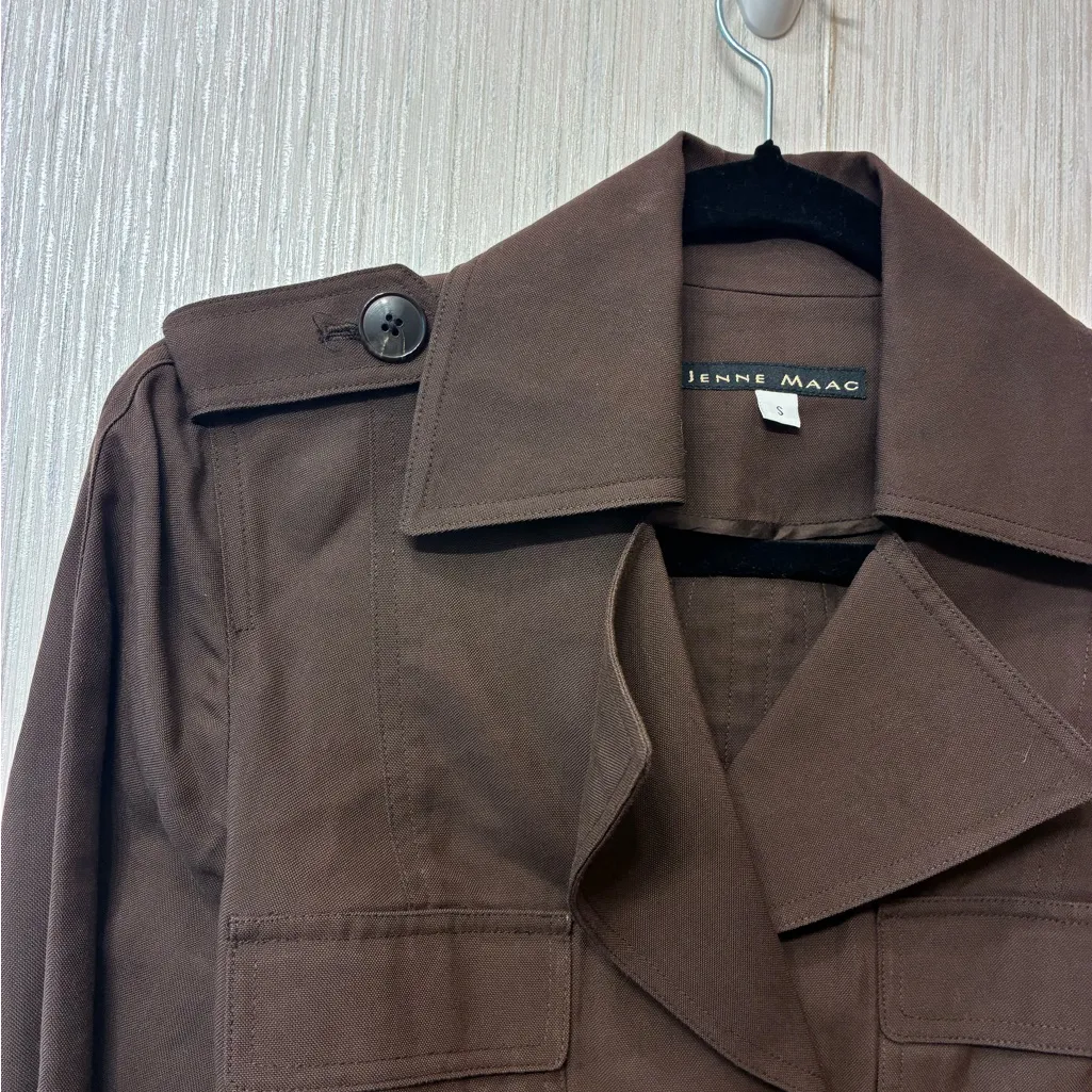 Quiet Luxury Vintage Jenne Maag Brown Trench Coat Dress S/M Minimalist 90s Style - Image 4