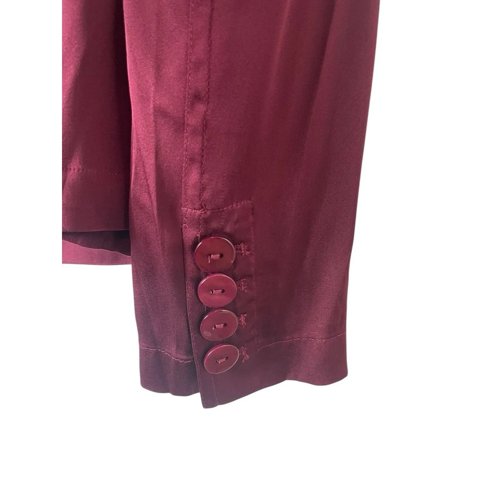 Spiegel Silk Blend Blazer Top Women’s 18 Burgundy Satin One Button 90s Holiday - Image 5