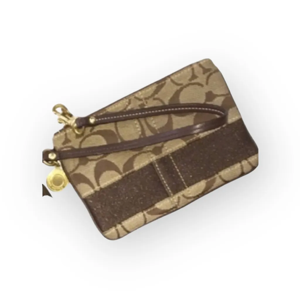 Coach ❃ Signature Monogram Jacquard Wristlet Clutch Bag ❃ Leather Trim ❃ Khaki ❃ - Image 2