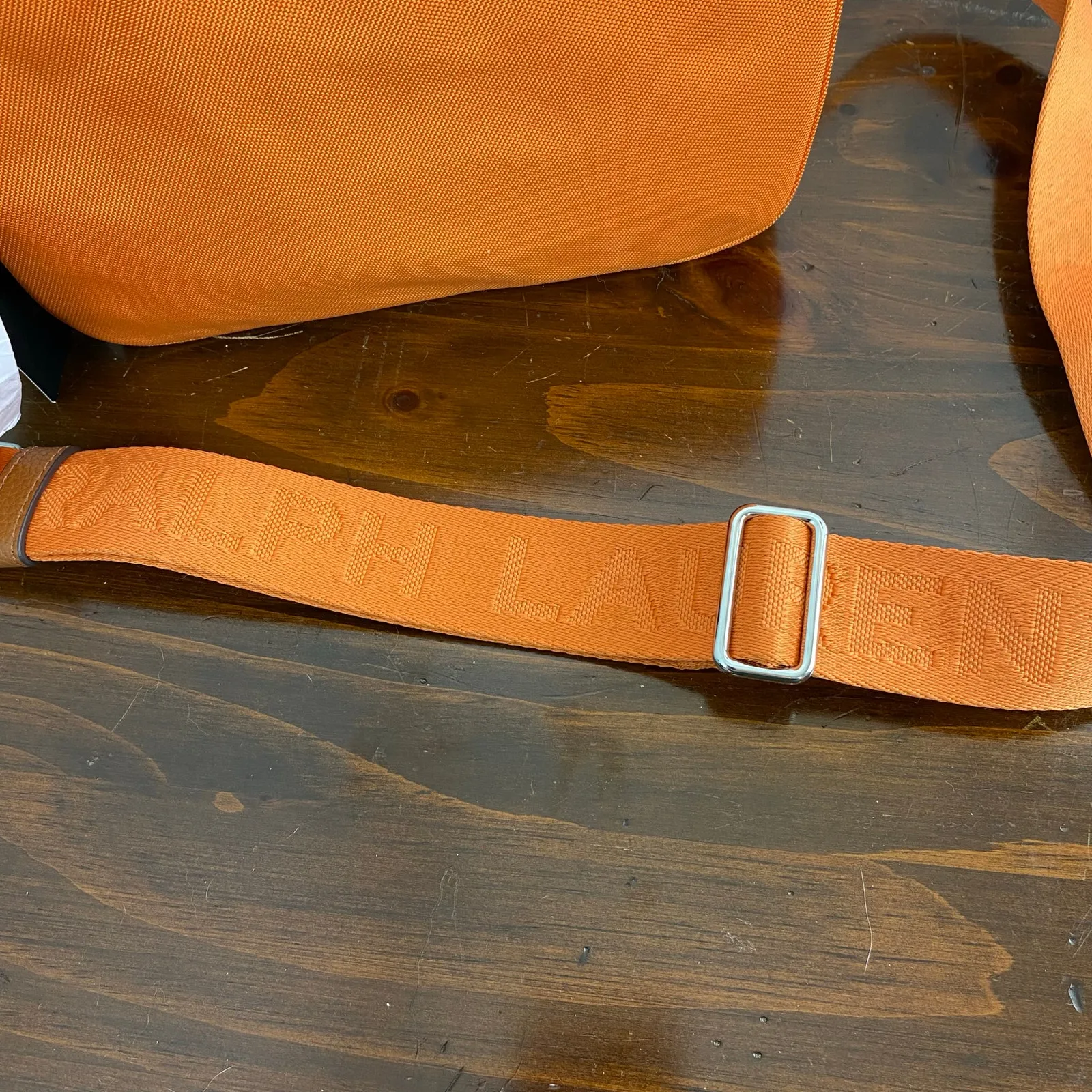 Lauren Ralph Lauren Orange Oxford Small Nylon Landyn Crossbody Bag - Image 4