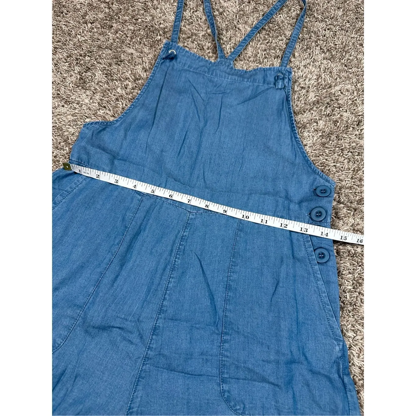 NWT Modcloth Utility Shortall Chambray Light Blue Denim Romper Overall Lyocell 6 - Image 7