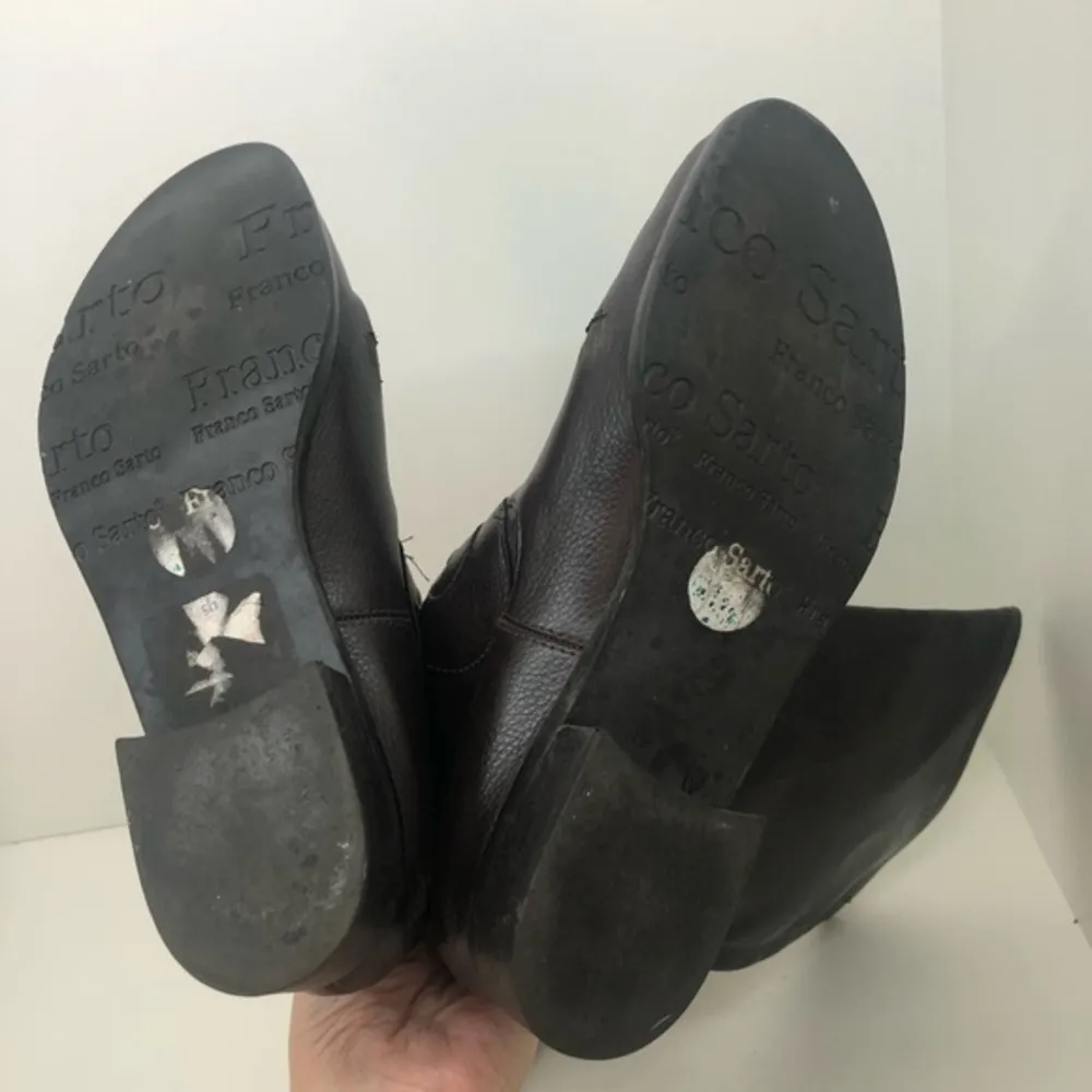 Franco Sarto brown knee high boots gold buckle - Image 6